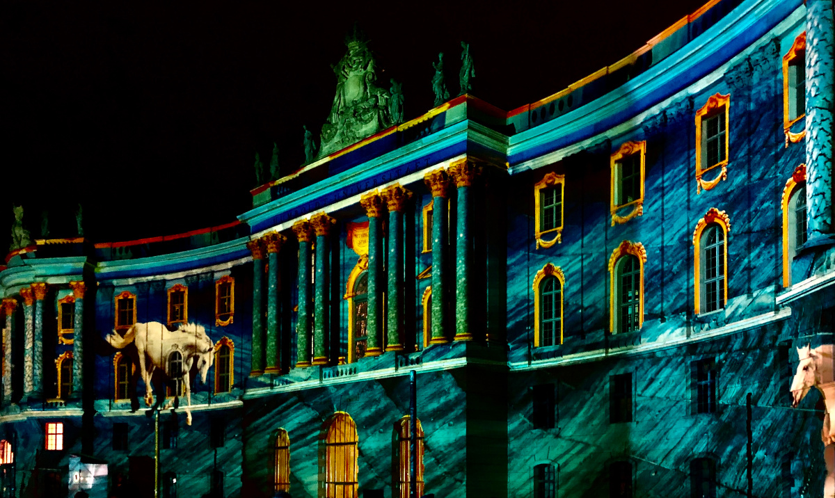 Berlin State Opera, Lit up with vivid colours for the Berlin Festival of lights
